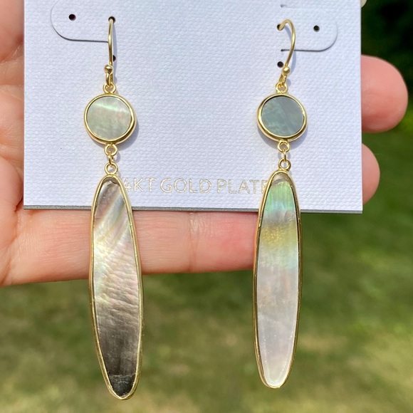 Sterling Silver Grey Mother of Pearl MOP Earrings Mermaid-Core Mermaidcore - Picture 4 of 16